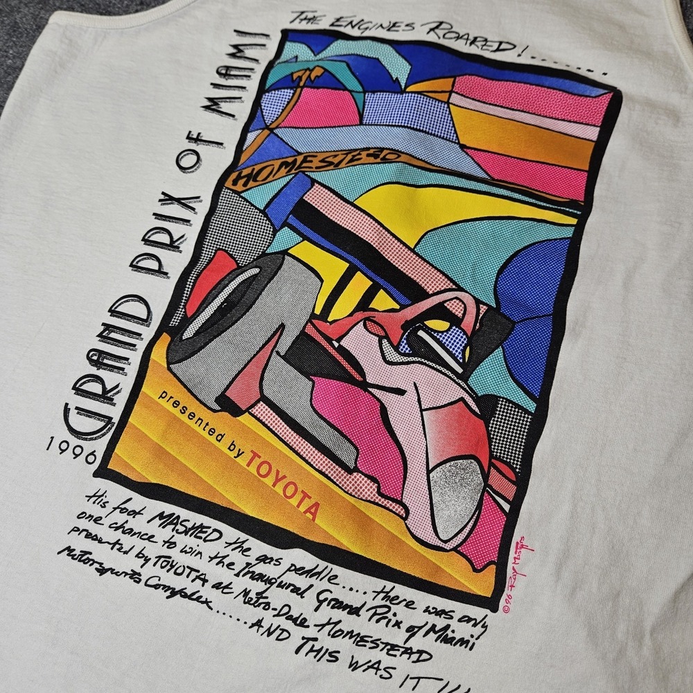 Vintage Ray Masters 1996 Miami Grand Prix Tank Top Graphic Art Inaugural Race F1